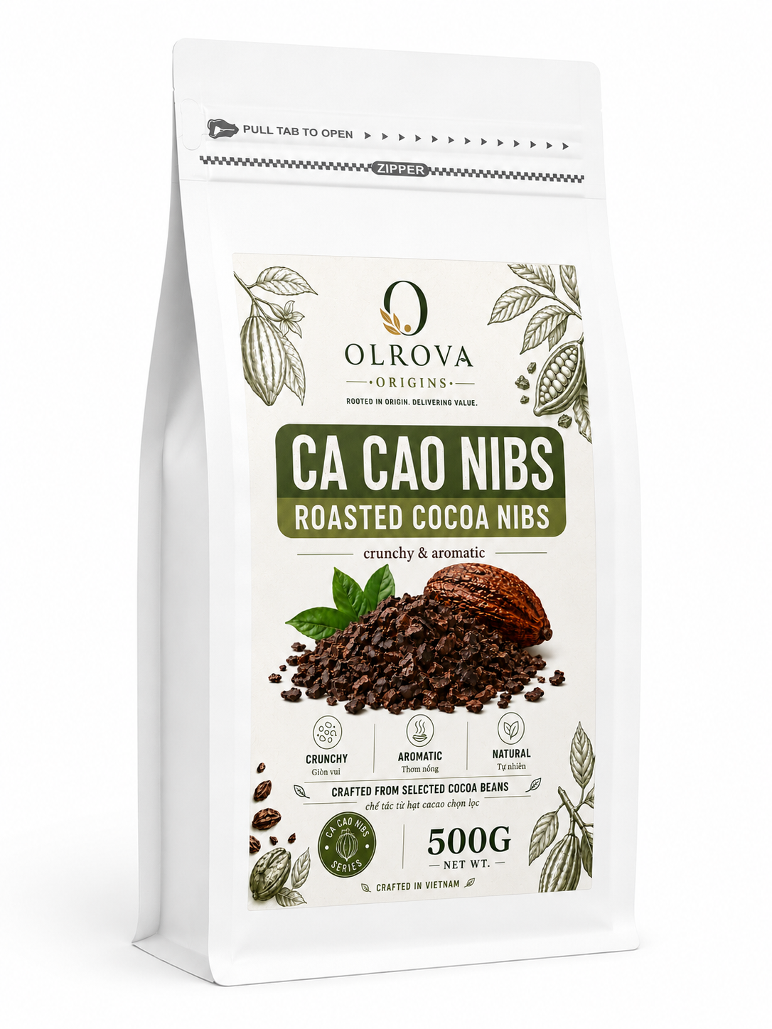 Yogurt và granola phủ Cacao Nibs OLROVA